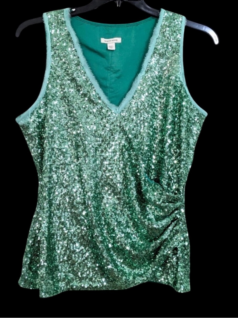 Beautiful Boston Proper Light Green Sequin Wrap Style Silk Blend Tank Top sz XS
